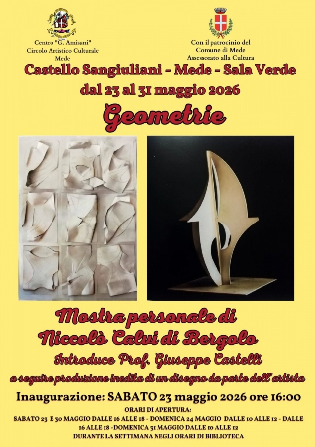 Niccol&ograve; Calvi di Bergolo con &laquo;Geometrie&raquo; a Mede, introduce il prof. Giuseppe Castelli